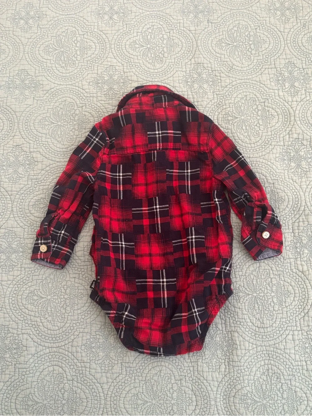 Baby B’gosh Red & Black Plaid Baby Button-Up Onesie
